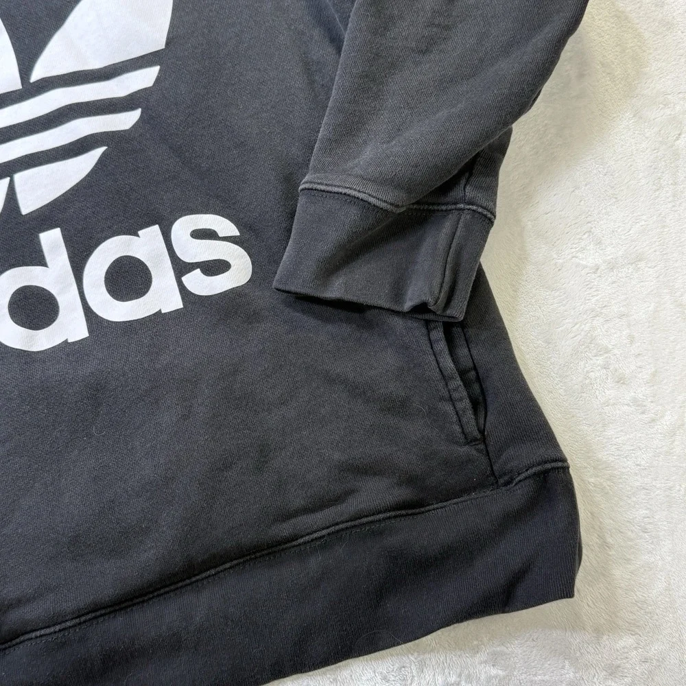 Adidas‎ Trefoil Hoodie Black Big Logo Pullover Sweatshirt XL